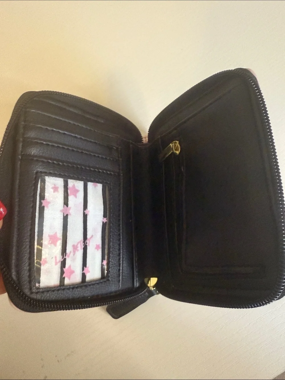 Betsey Johnson Pink Quilted Heart Zip Wallet with Gold Logo Plate